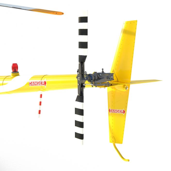 Helicopter Robinson R22 Rigged Yellow 3D