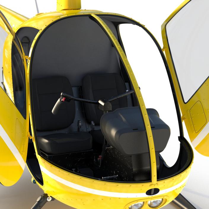 Helicopter Robinson R22 Rigged Yellow 3D