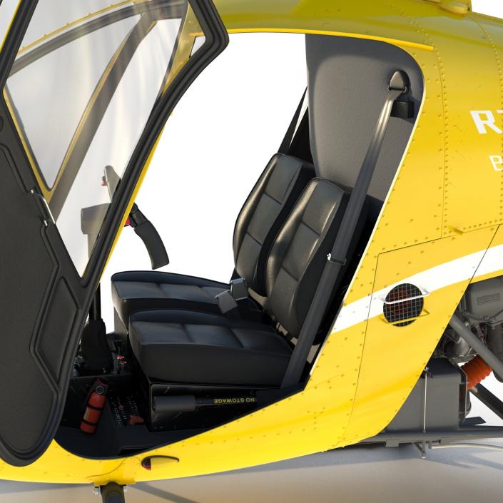 Helicopter Robinson R22 Rigged Yellow 3D