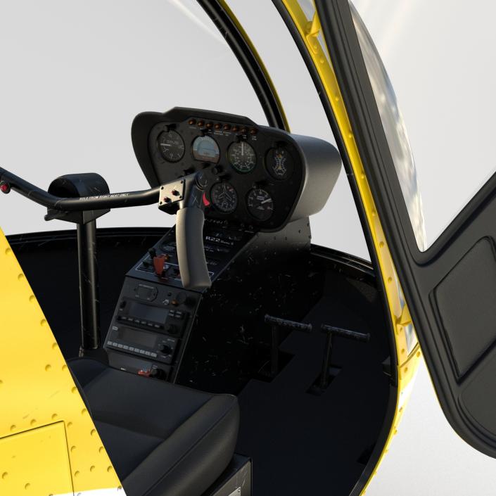 Helicopter Robinson R22 Rigged Yellow 3D