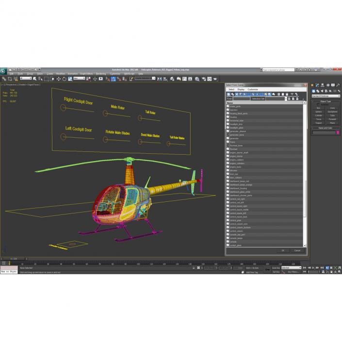 Helicopter Robinson R22 Rigged Yellow 3D