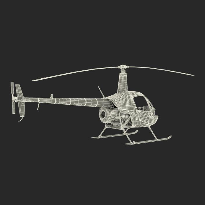 Helicopter Robinson R22 Rigged Yellow 3D