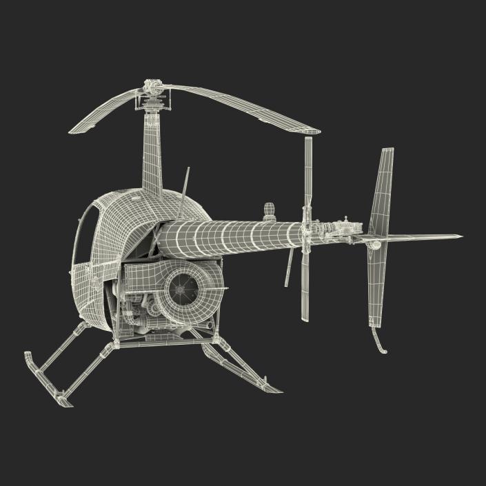 Helicopter Robinson R22 Rigged Yellow 3D