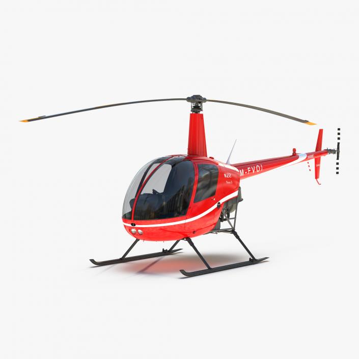 Helicopter Robinson R22 Red 3D