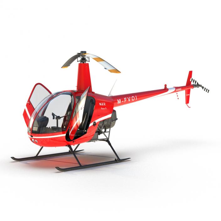 Helicopter Robinson R22 Red 3D