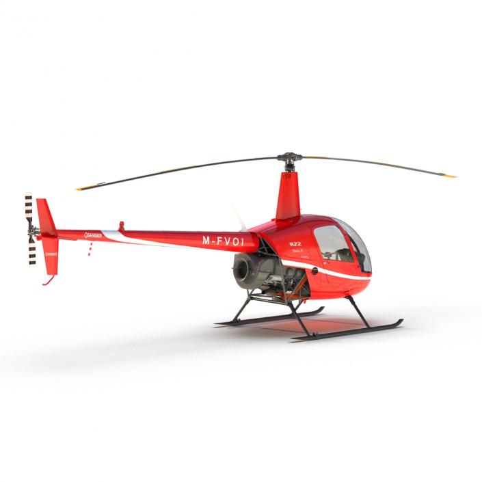 Helicopter Robinson R22 Red 3D