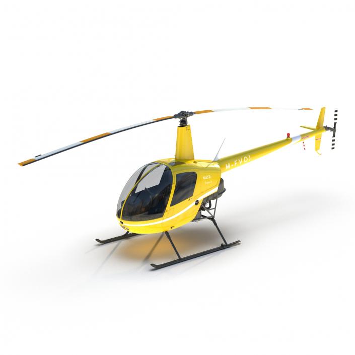 3D model Helicopter Robinson R22 Yellow