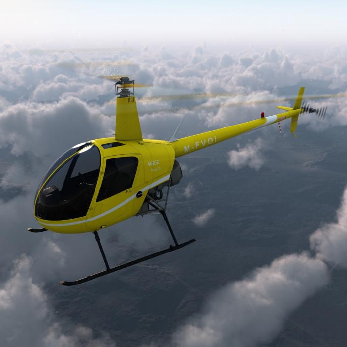 3D model Helicopter Robinson R22 Yellow