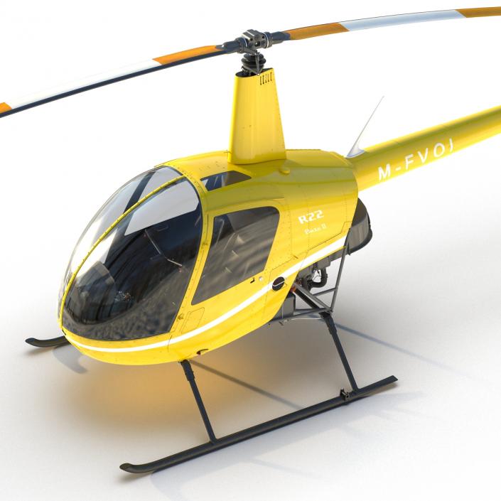 3D model Helicopter Robinson R22 Yellow