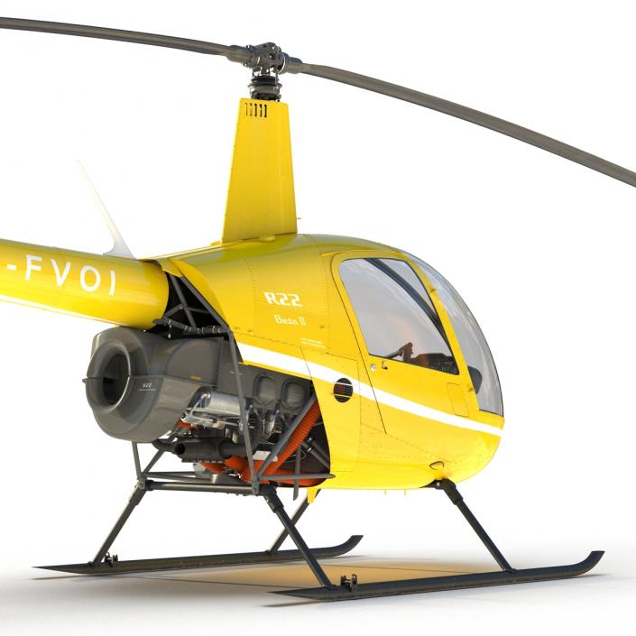 3D model Helicopter Robinson R22 Yellow