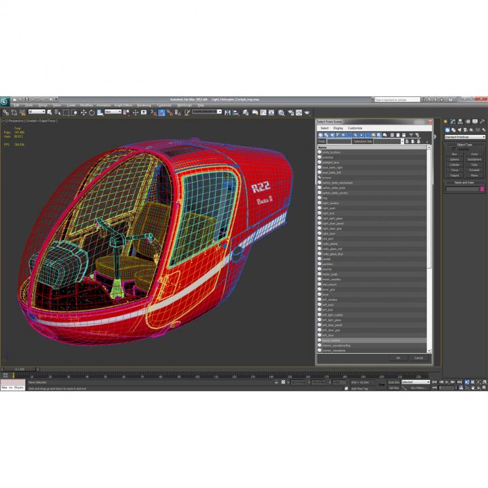 Light Helicopter Cockpit 3D model