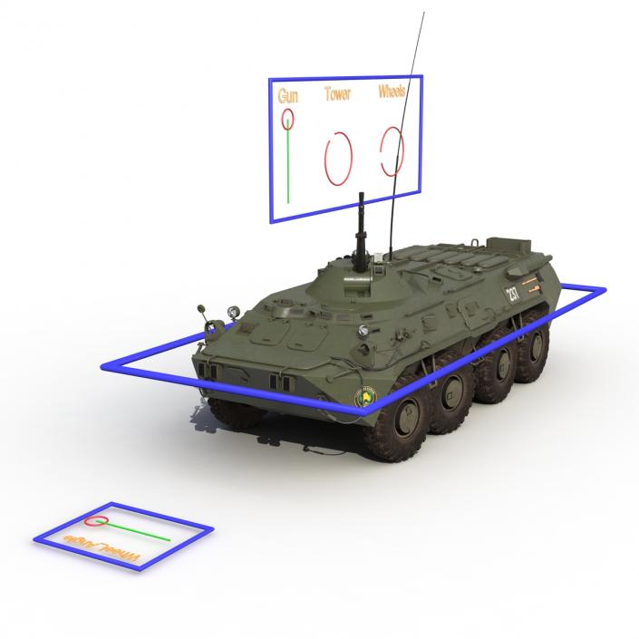 3D Amphibious Armoured Personnel Carrier BTR-80 Rigged