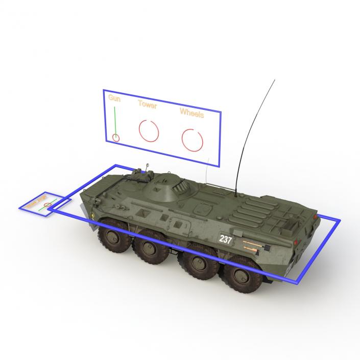 3D Amphibious Armoured Personnel Carrier BTR-80 Rigged