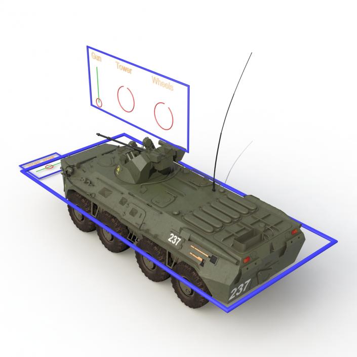 Amphibious Armoured Personnel Carrier BTR 80A Rigged 3D