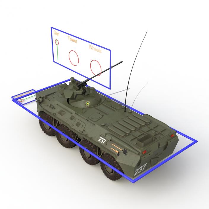 Amphibious Armoured Personnel Carrier BTR 80A Rigged 3D