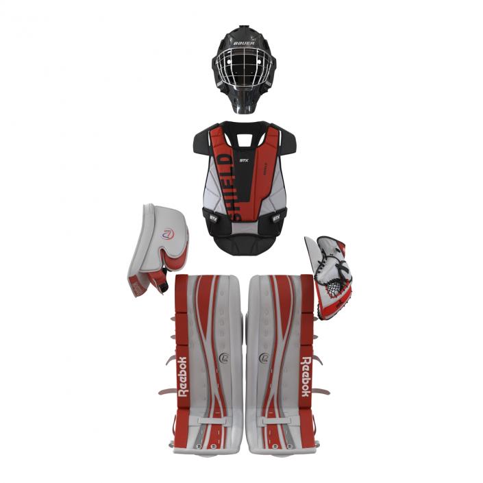 Hockey Goalie Protection Kit Red 2 3D model