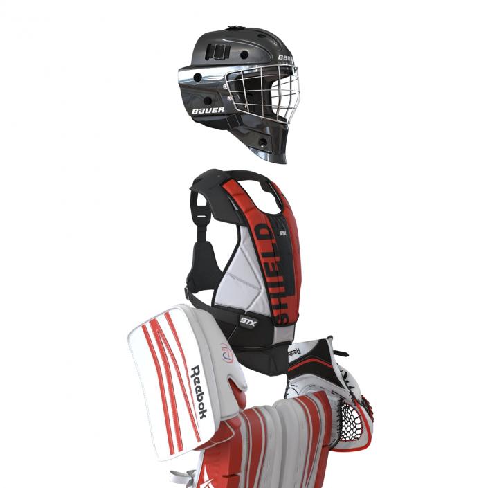 Hockey Goalie Protection Kit Red 2 3D model