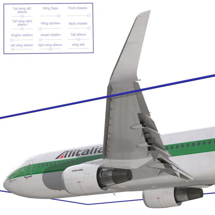 Boeing 767-200ER Alitalia Rigged 3D