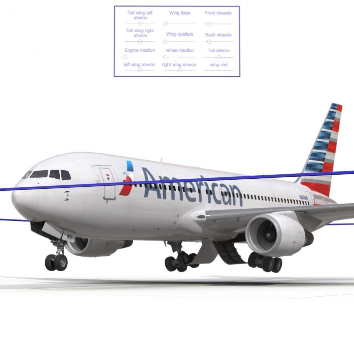 3D Boeing 767-200ER American Airlines Rigged