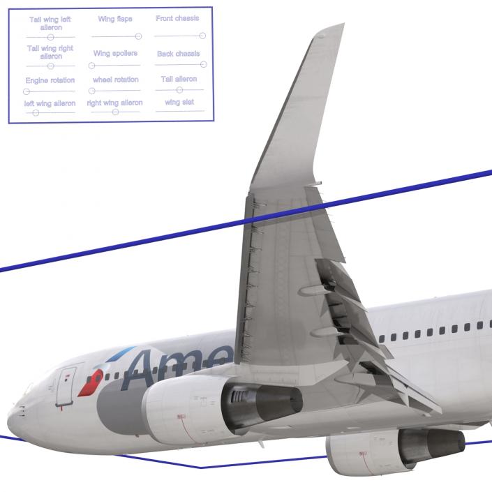 3D Boeing 767-200ER American Airlines Rigged