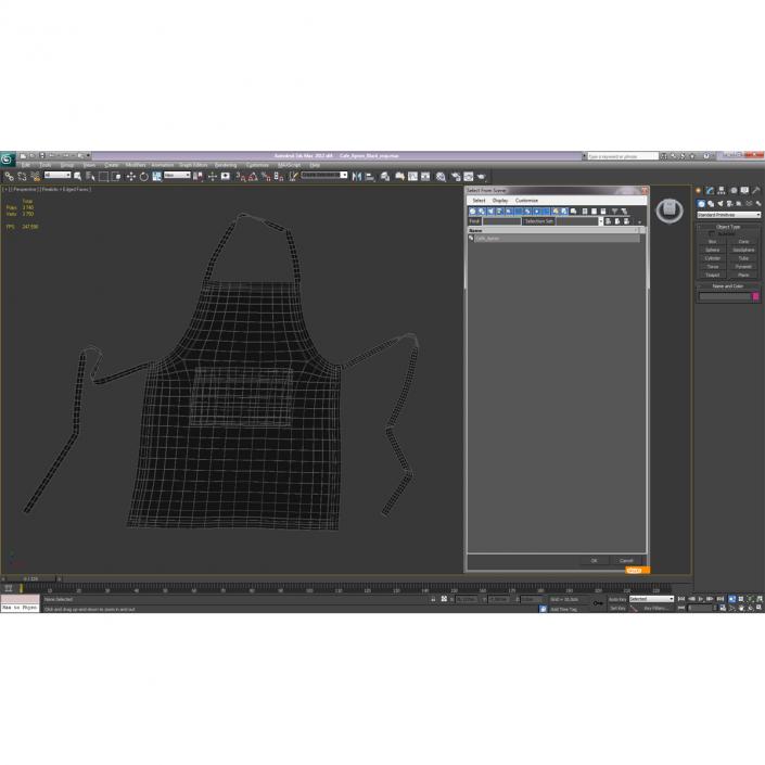 3D Cafe Apron 2 Black model