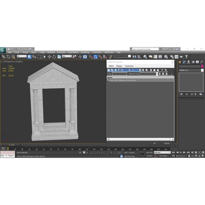 3D model Door With Pediment Greco Roman