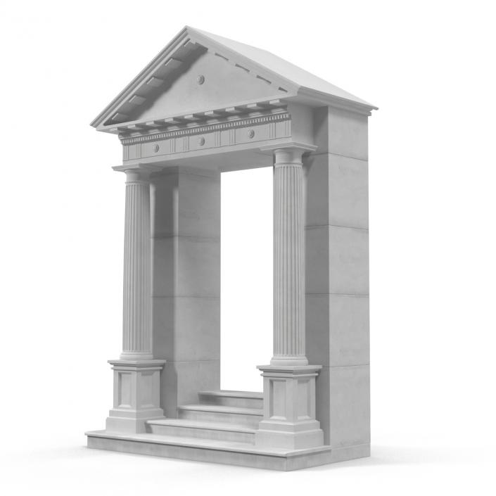 3D model Door With Pediment Greco Roman