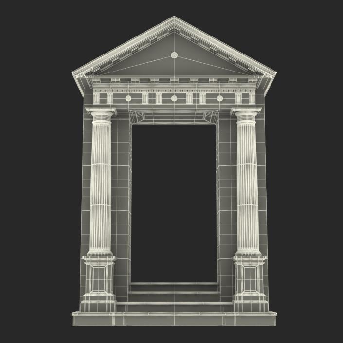 3D model Door With Pediment Greco Roman