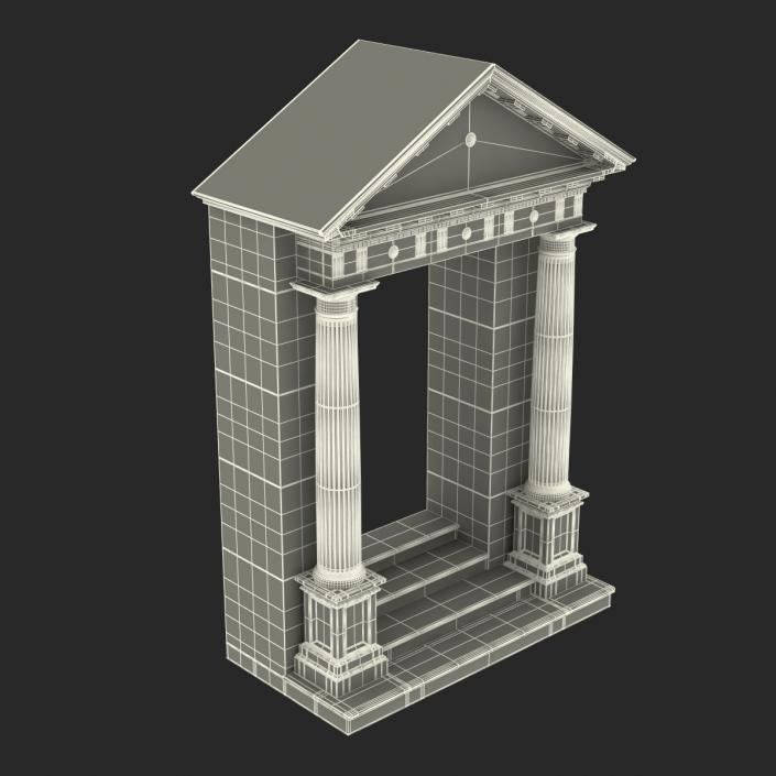 3D model Door With Pediment Greco Roman