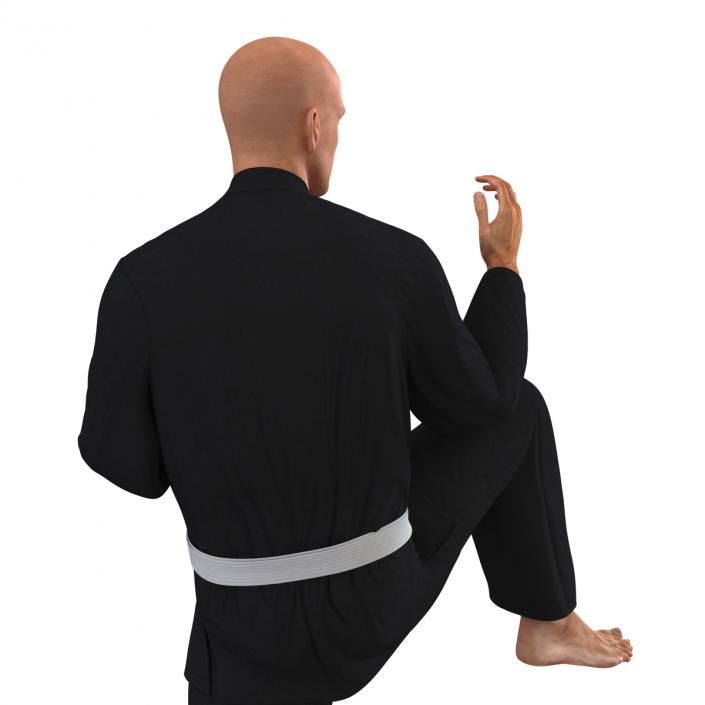 Karate Fighter Pose 3 Black Suit 3D