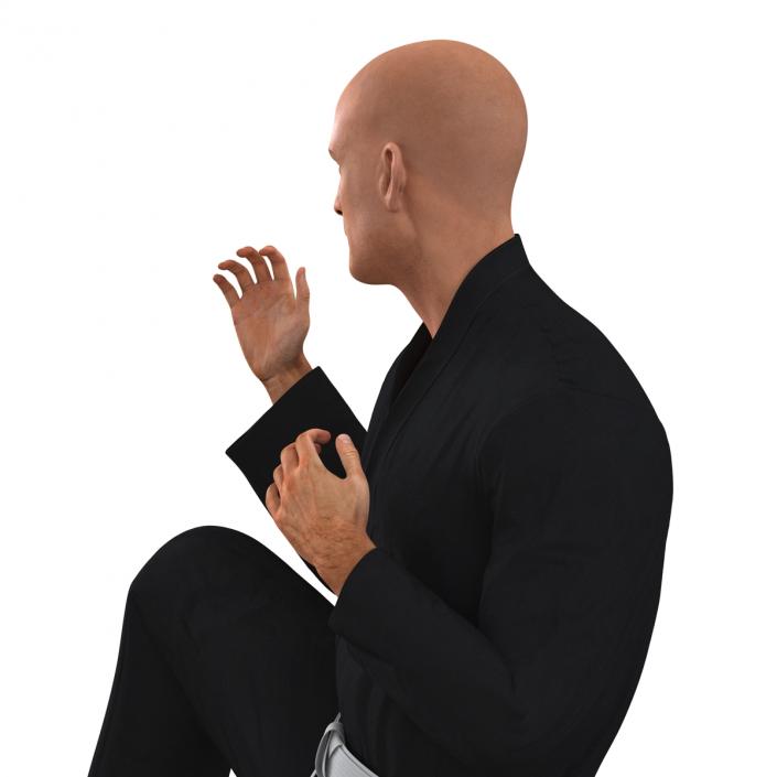 Karate Fighter Pose 3 Black Suit 3D