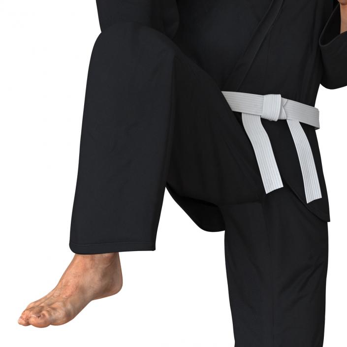 Karate Fighter Pose 3 Black Suit 3D