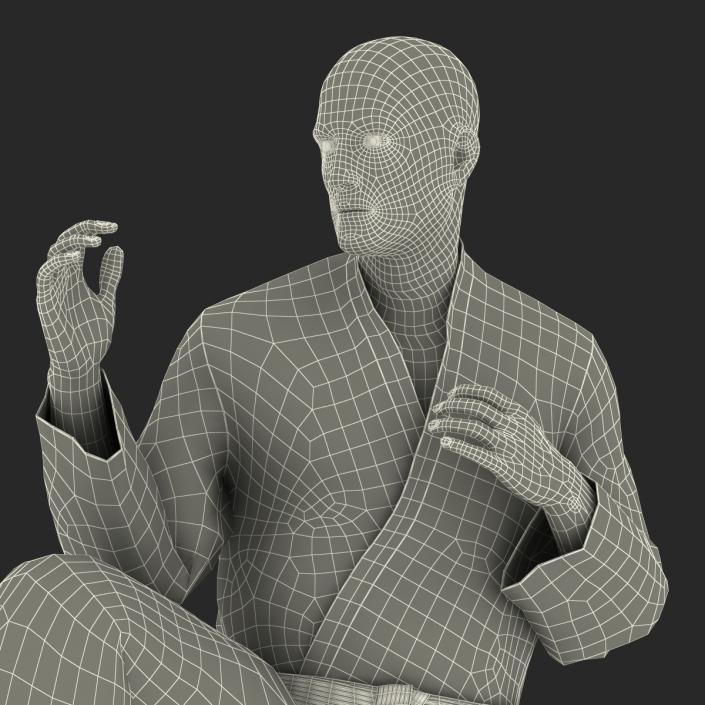 Karate Fighter Pose 3 Black Suit 3D