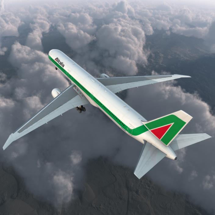 Boeing 767-400ER Alitalia Rigged 3D