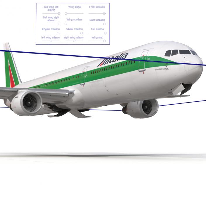 Boeing 767-400ER Alitalia Rigged 3D