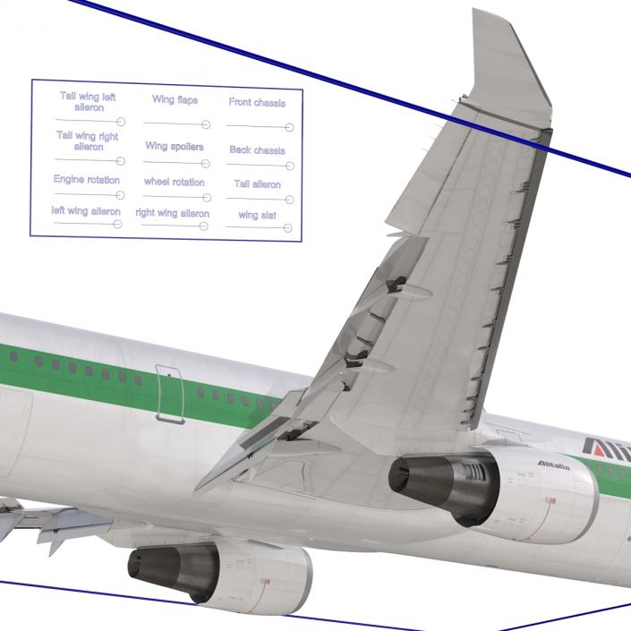 Boeing 767-400ER Alitalia Rigged 3D