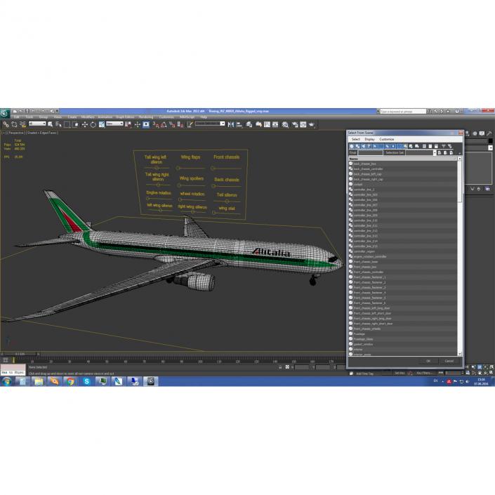 Boeing 767-400ER Alitalia Rigged 3D