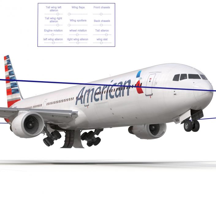 3D Boeing 767-400ER American Airlines Rigged