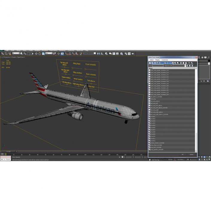 3D Boeing 767-400ER American Airlines Rigged