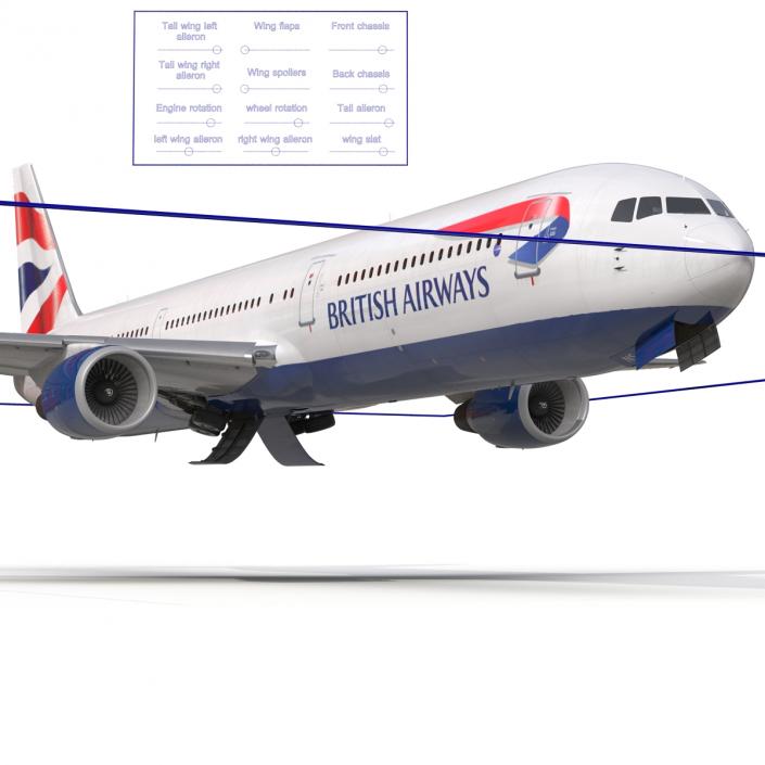 Boeing 767-400ER British Airways Rigged 3D model