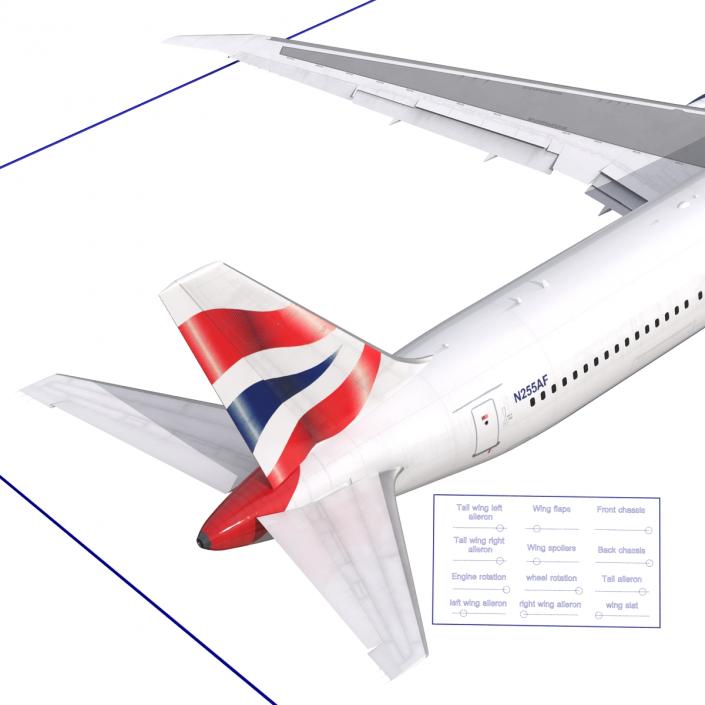 Boeing 767-400ER British Airways Rigged 3D model