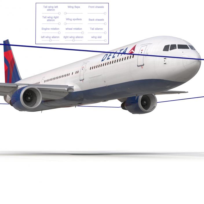 Boeing 767-400ER Delta Air Lines Rigged 3D model