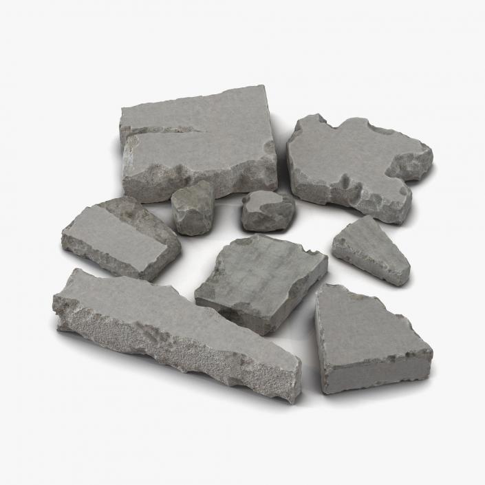 Concrete Chunks Set 3D model