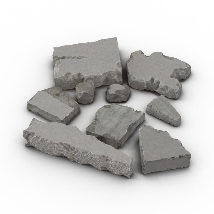 Concrete Chunks Set 3D model