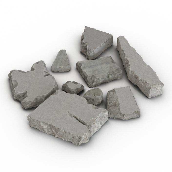 Concrete Chunks Set 3D model