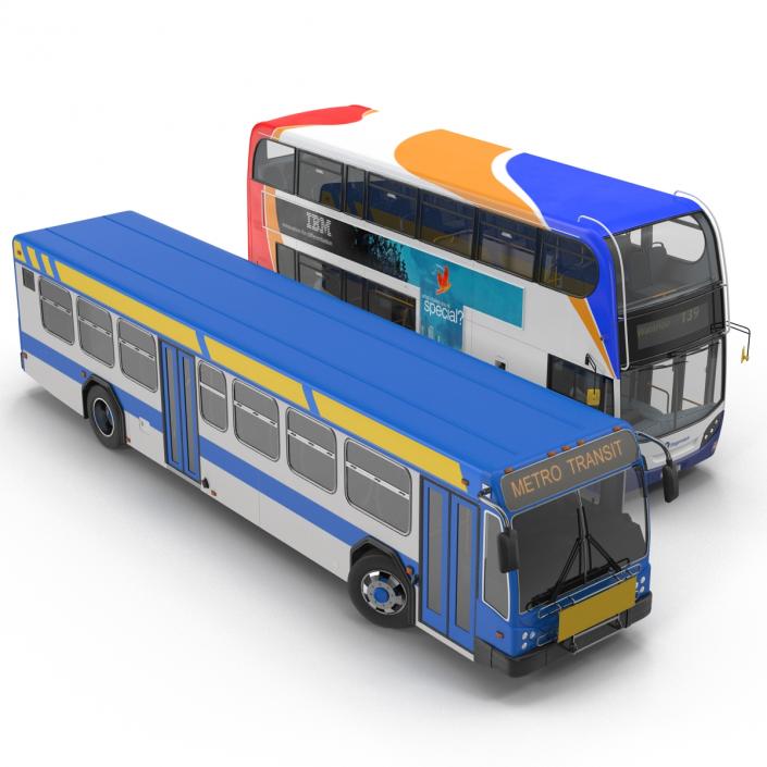 3D model Rigged Buses Collection 4