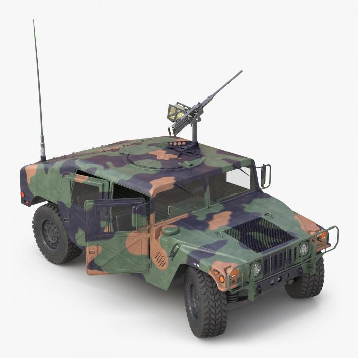 3D High Mobility Multipurpose Wheeled Vehicle Humvee Camo Rigged