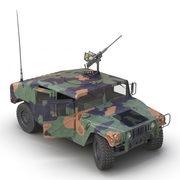 3D High Mobility Multipurpose Wheeled Vehicle Humvee Camo Rigged