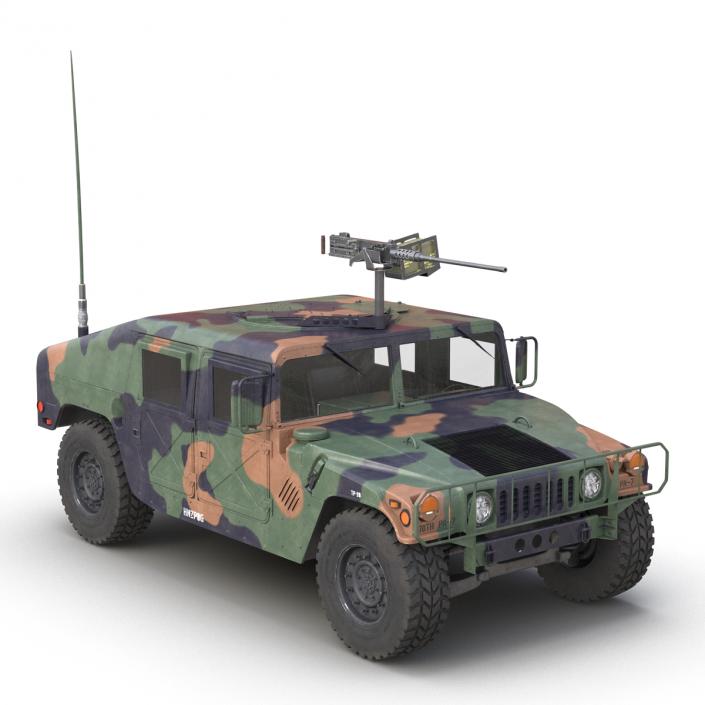 3D High Mobility Multipurpose Wheeled Vehicle Humvee Camo Rigged