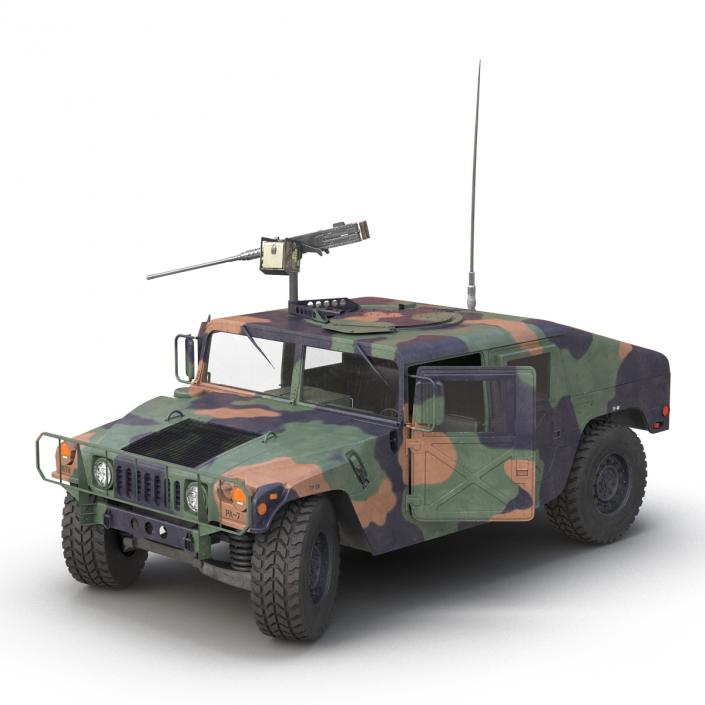 3D High Mobility Multipurpose Wheeled Vehicle Humvee Camo Rigged